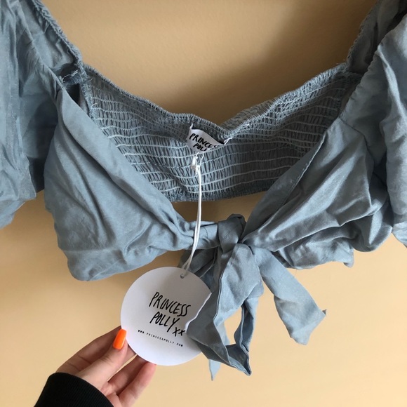 NWT Princess Polly Puff Sleeve Cropped Blouse US 12 - Picture 3 of 5